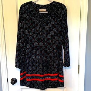 LOFT Blue Dress with Red and Blue Pattern